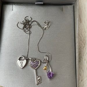 Amethyst Infiniti lock key necklace